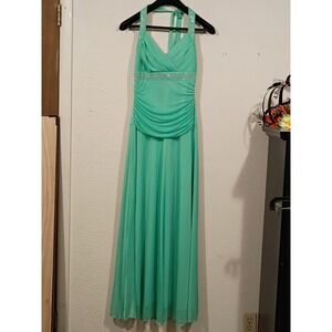 Trixxi Halter-Style Prom/Formal Dress Long Maxi Size M Ft Ruched And Rhinestone.